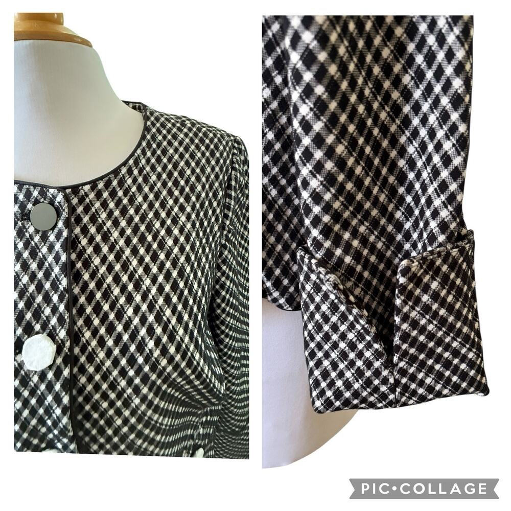 NEW SPANX Women’s PONTE Lady Jacket Jacquard Plaid Cropped Blazer Black Large - Picture 9 of 14